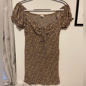 Cream and purple dress